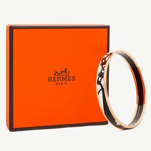 Hermes Brides de Gala White & Black Enamel Tattoo Bangle